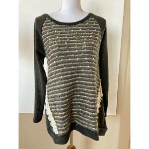 A'Reve Knotted Charcoal Gray Tunic Sweater